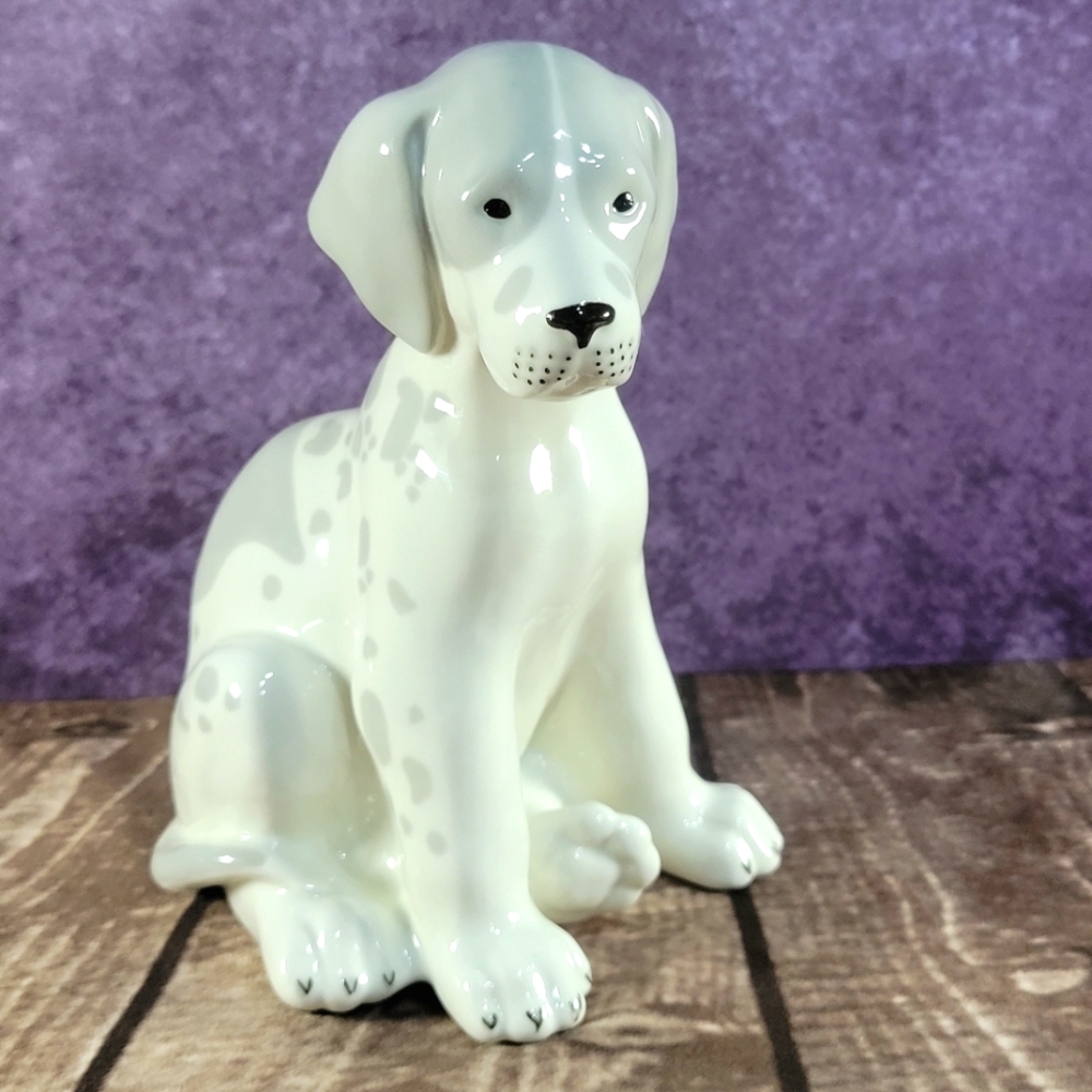 Lomonosov USSR Vintage Imperial Porcelain Gray White Puppy‎ Figurine